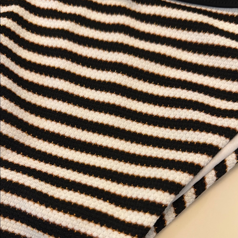 Black/White/Gold Striped Bikini Set Size M - Picture 2 of 3